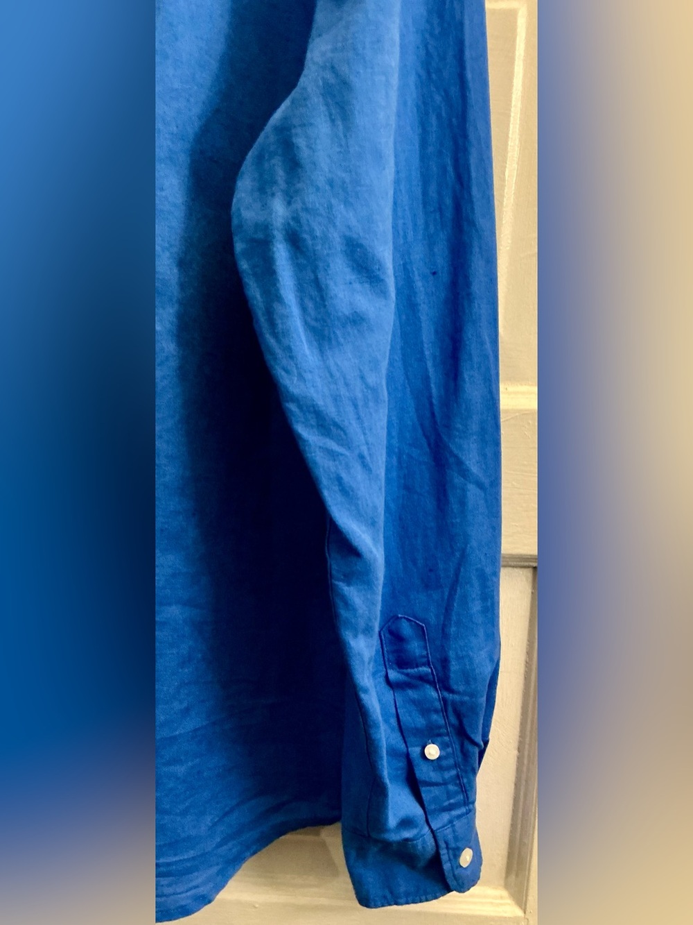 NWT Zara Men’s Linen Blend Button Front Shirt Blue Long Sleeve Size Large - Picture 3 of 8
